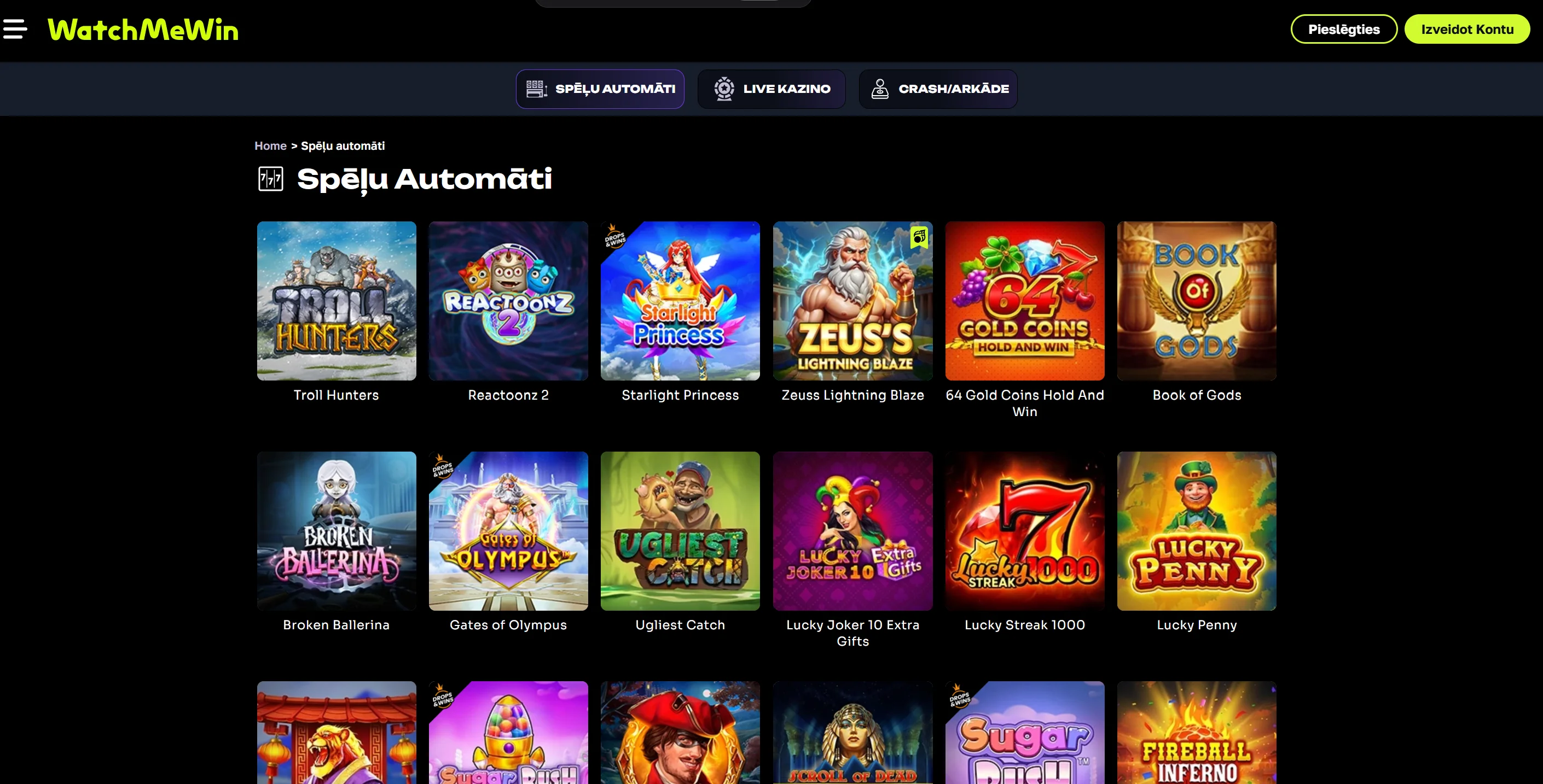 watchmewin spelu automati